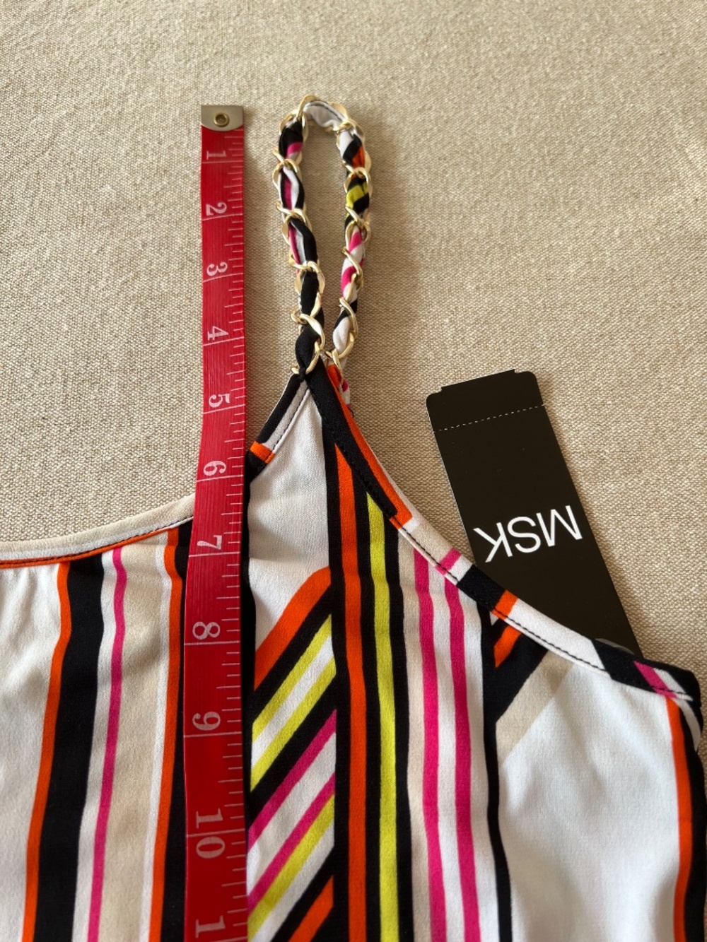 MSK Geometric Print Maxi Dress Sleeveless Spaghetti Strap Colorful size L NWT - Picture 9 of 9